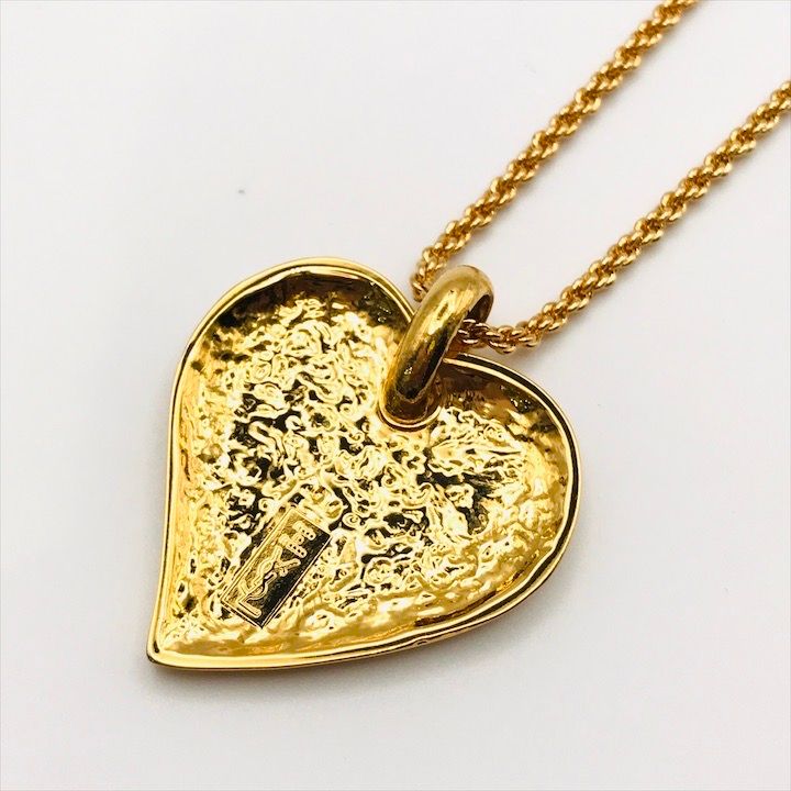Saint Laurent Yves YSL Heart Motif Chain Necklace Gold