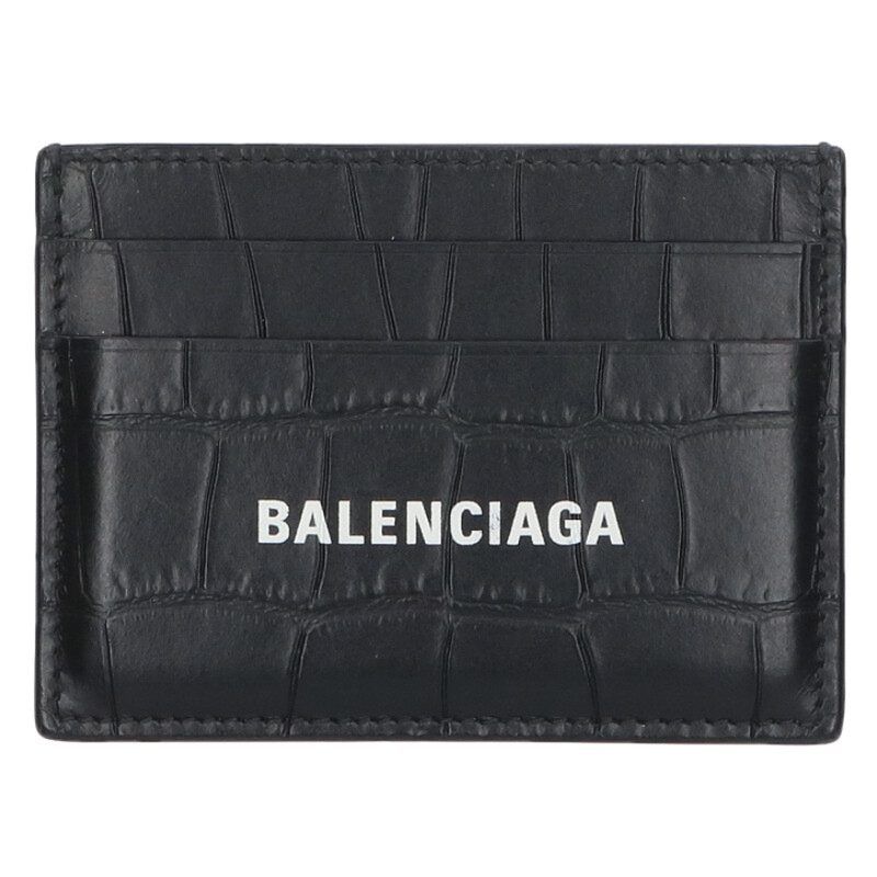 Balenciaga 594309 Logo Print Leather Card Case Men's