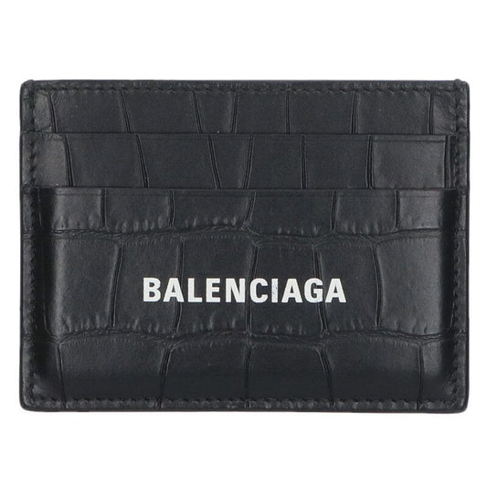 Balenciaga 594309 Logo Print Leather Card Case Men's