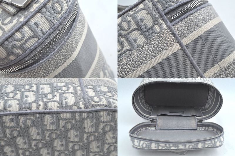 Christian DIOR Trotter Cosmetic Bag Pouch Canvas Gray 2183n