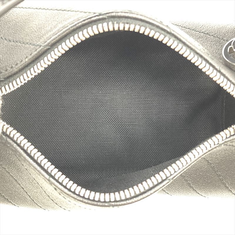 Gucci Blondi Handbag Leather Black Silver Hardware Tube Shape Women's