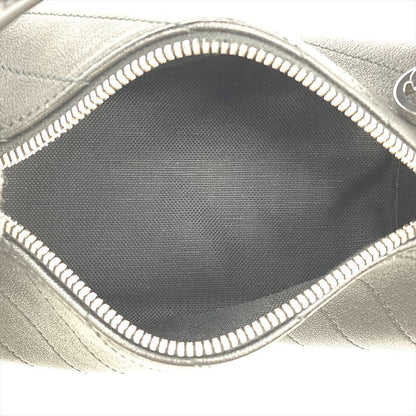 Gucci Blondi Handbag Leather Black Silver Hardware Tube Shape Women's