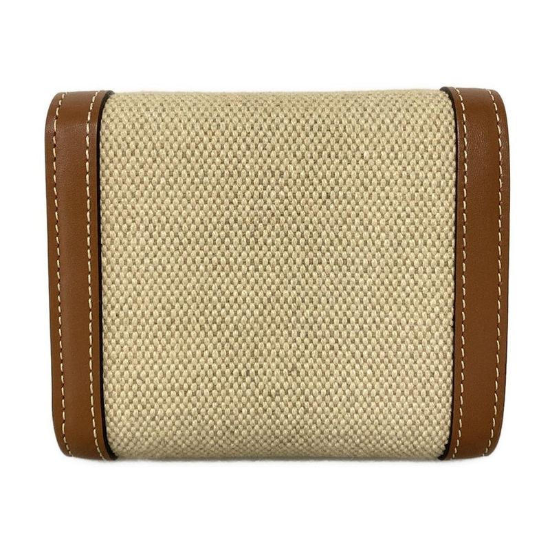 Celine Triomphe Small Flap Wallet Ivory And Brown Leather