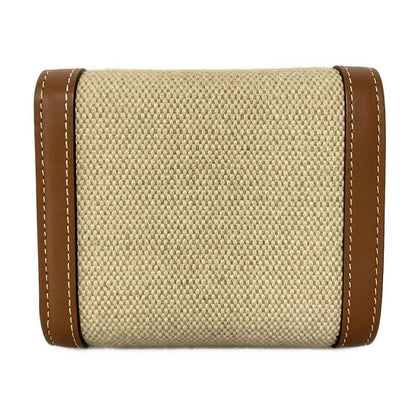 Celine Triomphe Small Flap Wallet Ivory And Brown Leather