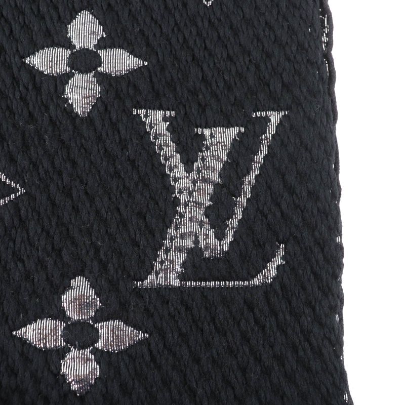 Louis Vuitton M75833 Echarpe Logomania Shine Silk-blend Noir Monogram Scarf