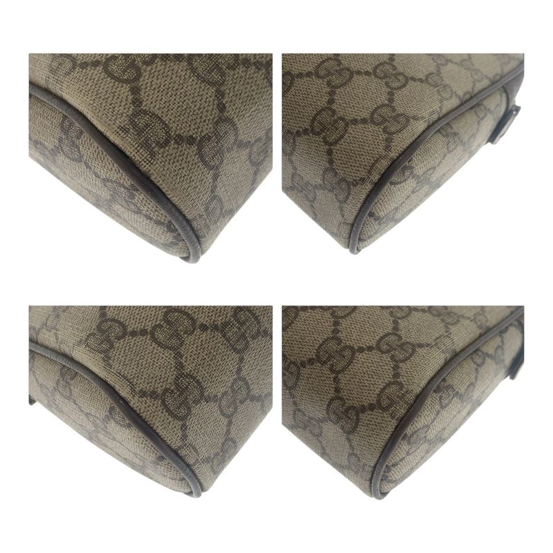 Gucci Vintage Sherry Line Old Gucci Beige GG Supreme Canvas/leather Clutch Bag