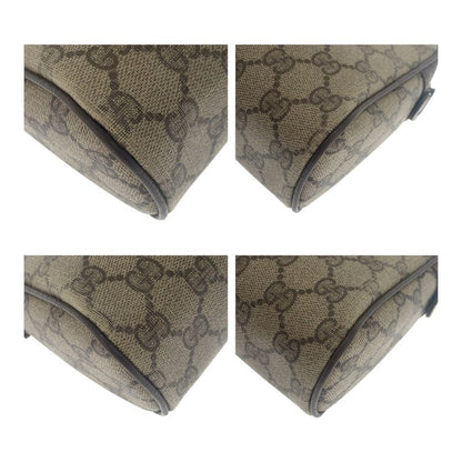 Gucci Vintage Sherry Line Old Gucci Beige GG Supreme Canvas/leather Clutch Bag