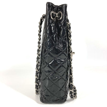 Chanel Upside Down Shoulder Bag Matelasse Enamel Black