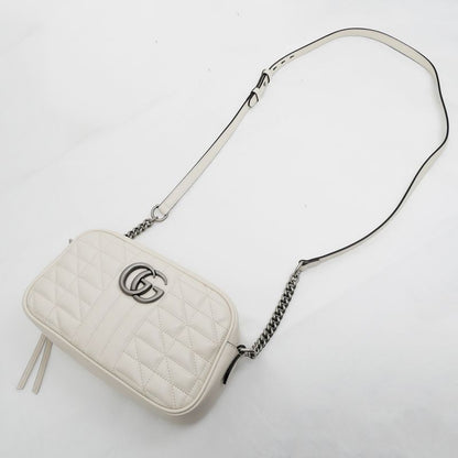 Gucci GG marmont Shoulder Bag Beige Black Quilted Canvas 447632 Women's