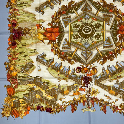 Hermes Scarf Carre 90 Silk Au Pays De Cocagne In Paradise Multicolor With Box