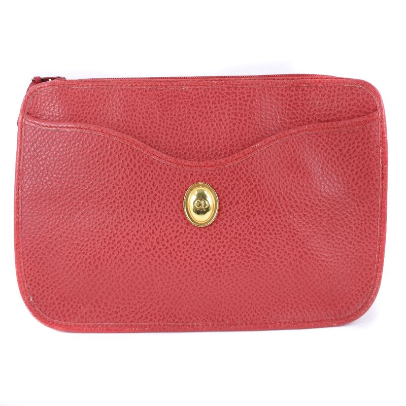 Dior Leather Red Ladies Clutch Bag