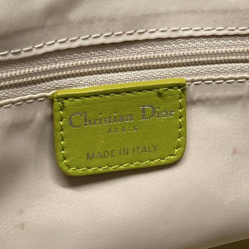 Dior/christian Dior Handbag Trotter Light Green Ribbon Leather