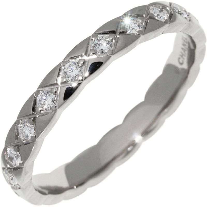 Chanel Ring 18K White Gold Diamond 20P Coco Cush Ring Mini Model J11871