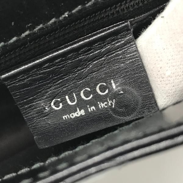 Gucci Croco Center Split Logo Shoulder Bag Black