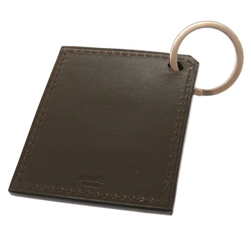 Hermes Bateau Barca BOAT Box Calf Khaki Key Holder Bagcharm 0495 Hermes