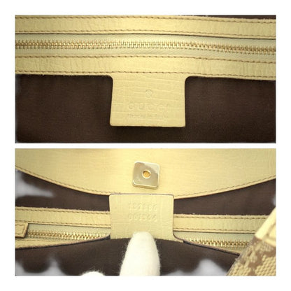 Gucci Horsebit Beige Ivory Gold Hardware GG Canvas 137386 Shoulder Bag Women