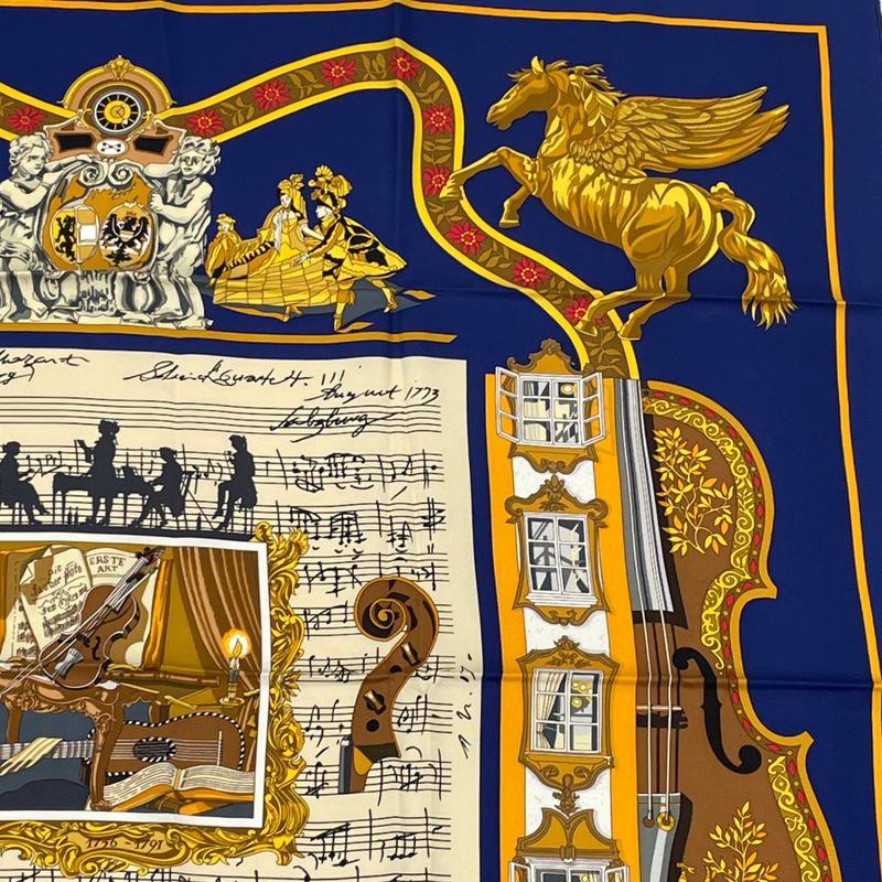 Hermes Carre 90 In Salzburg Scarf Silk Navy