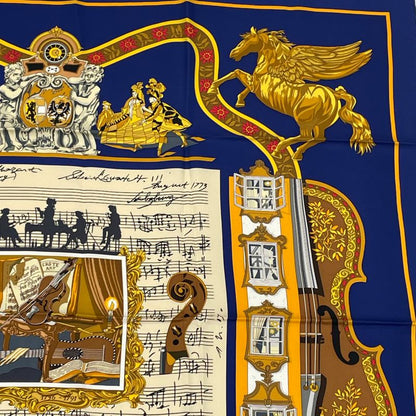 Hermes Carre 90 In Salzburg Scarf Silk Navy