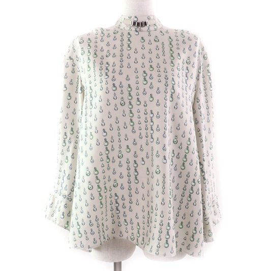 Hermes 22AW 2h0619dn 100% Silk Back Ribbon Total Pattern Long Sleeves Cut And