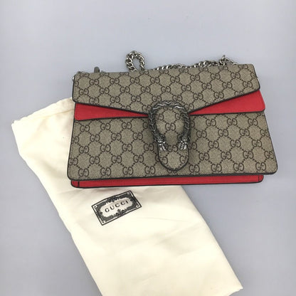 Gucci Duonysus Shoulder Bag GG Supreme Gray X Red Gray X Red
