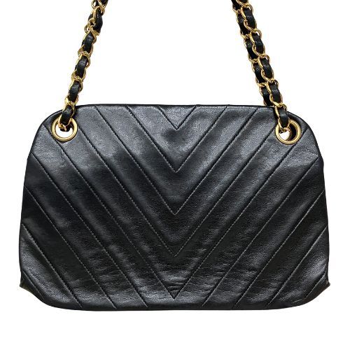 Chanel Handbag Lamb Leather Lamb Leather Clasp V-stitching Black