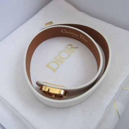 Christian Dior 30 Montaigne B1760 M Size Leather Ivory White Double Bracelet