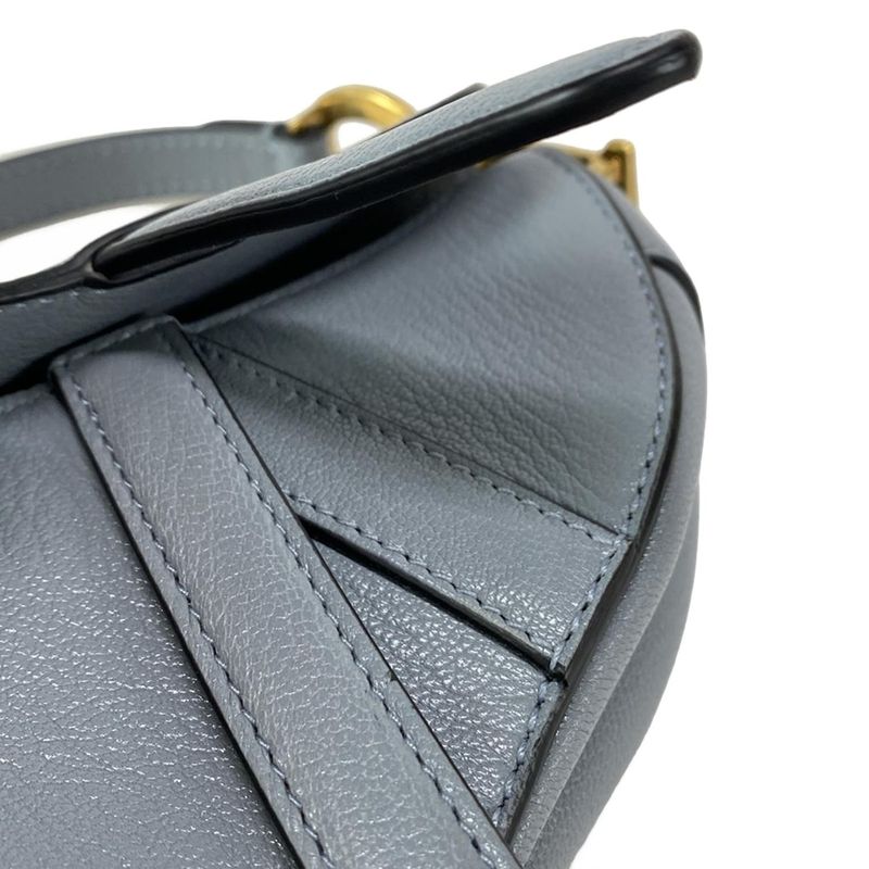 Dior/christian Dior Handbag Saddle Micro Bag Cloud Blue Mini Bag Leather