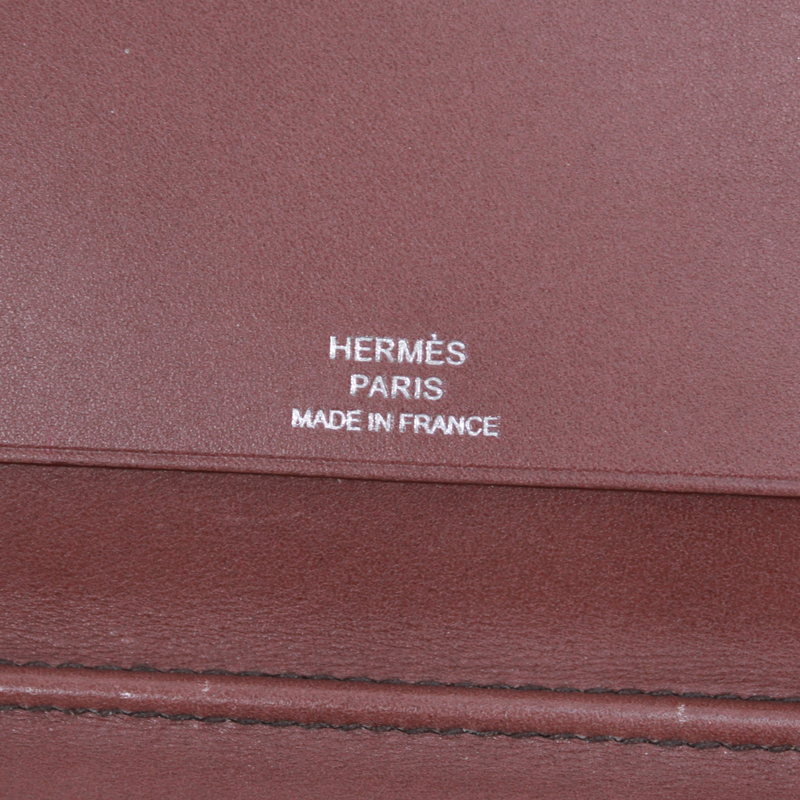 Hermes Notebook Cabas - Leather Brown Wallet - Silver
