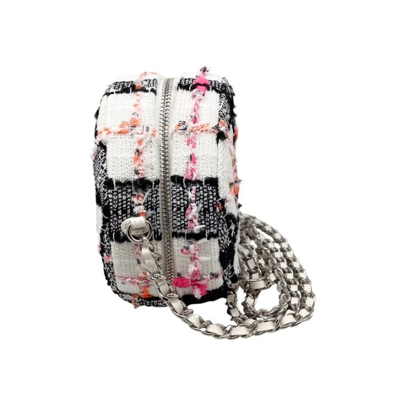 Chanel Shoulder Bag Round Mini Classic Chain Ap0245 Matelasse Tweed Coco Mark