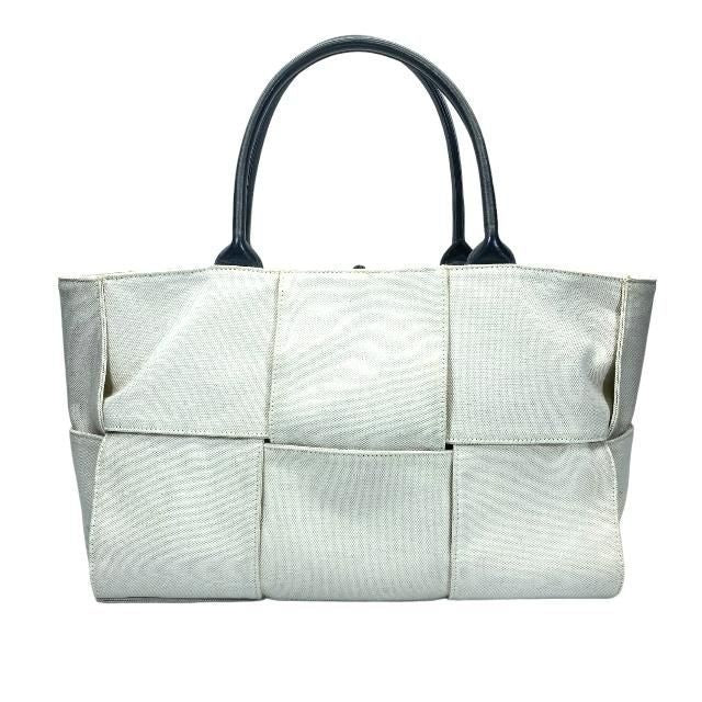 Bottega Veneta Arco Tote Handbag Intrecciato Handbag Canvas Leather White Black