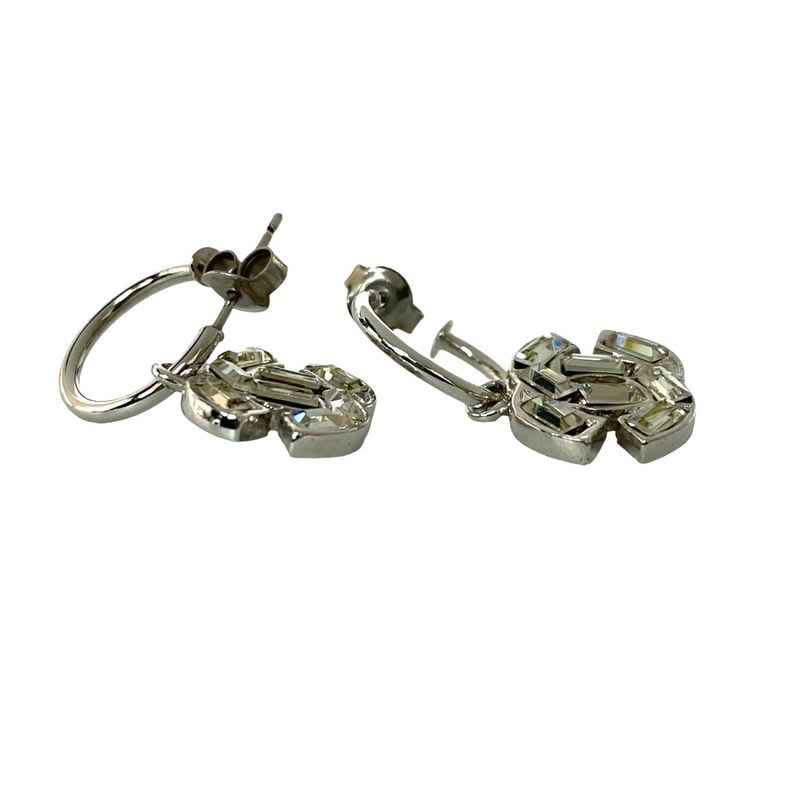 Chanel Coco Mark Motif Plated Rhinestone Earrings Accessories 01P