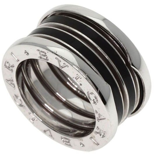 Bvlgari B-zero1 4-band Black Enamel #47 Ring 18K White Gold Ladies