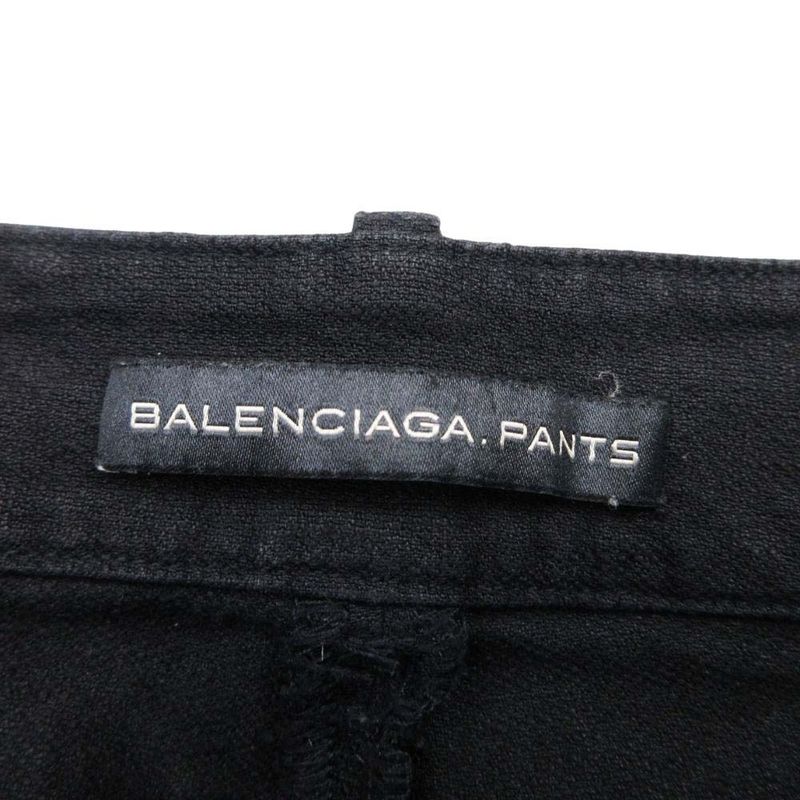 Good Quality Balenciaga Linen Slim Skinny Pants Long Straight Bottoms 36 Black