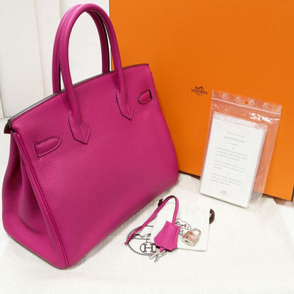 Hermes Handbag Birkin 30 Togo Rose Purple Silver Hardware