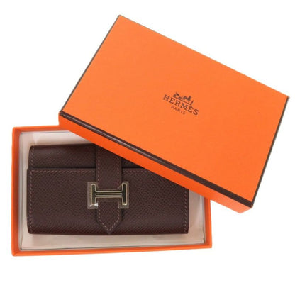Hermes Bearn 4-strand Vaux Epson Chocolat □K Engraved Silver Hardware Brown Key