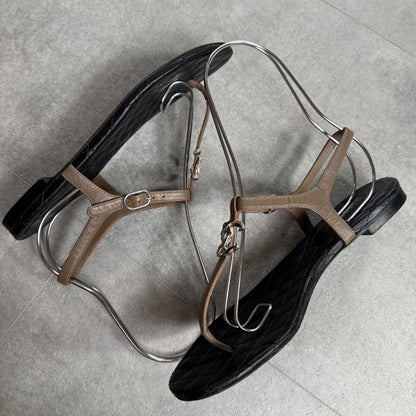Chanel Thong Sandals Matelasse Coco Mark Flat Shoes Sandals Black Beige Silver