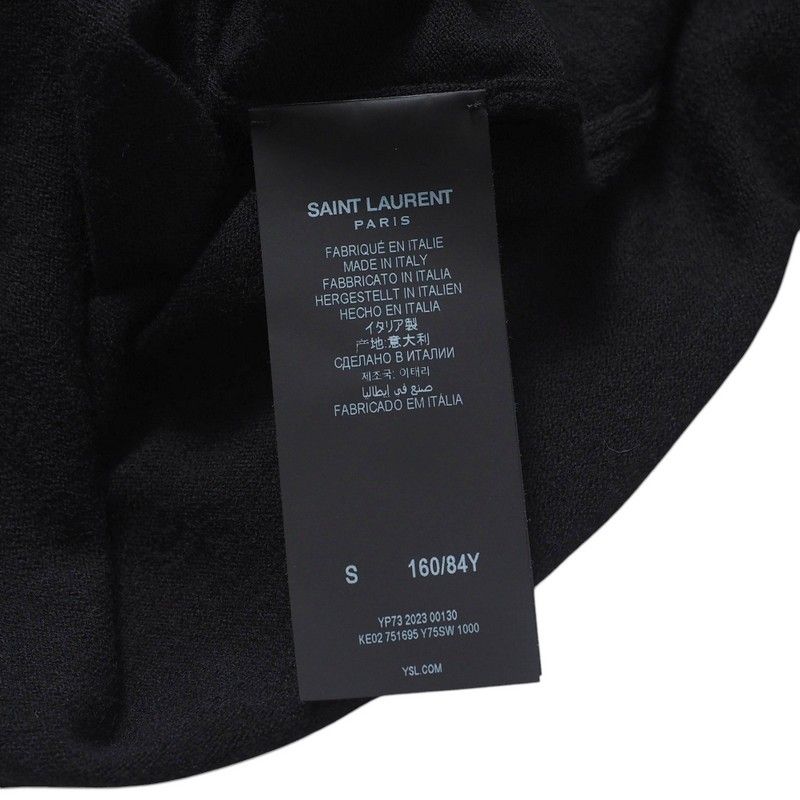 2023Saint Laurent Paris Dress Size S (160 84Y) Knit Dress Draped Wool Black