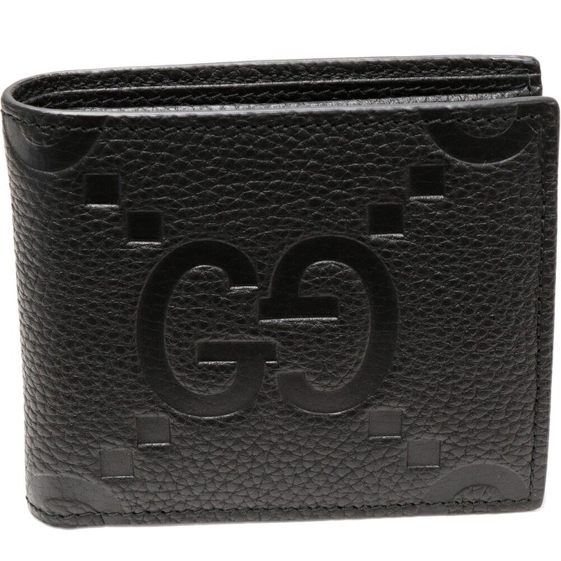Gucci Bifold Wallet With Coin Purse Jumbo GG Coin Wallet Calf Black 739479