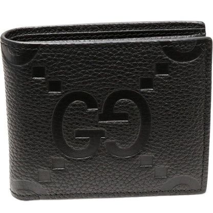 Gucci Bifold Wallet With Coin Purse Jumbo GG Coin Wallet Calf Black 739479