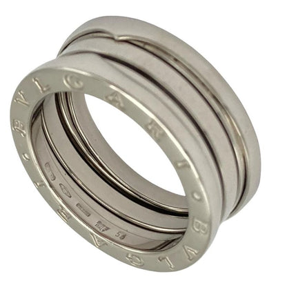 Bulgari Bvlgari B-zero1 2 Band Ring #54 18K White Gold 102g White Togo Old