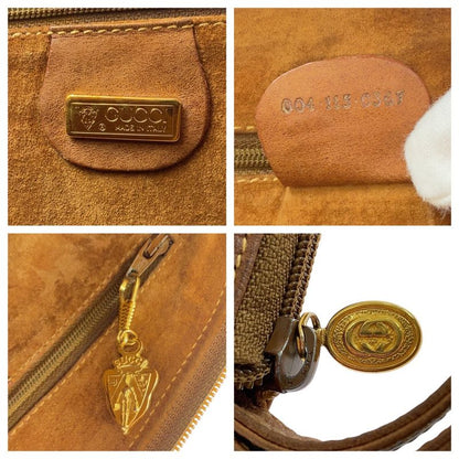 Gucci Vintage Brown Beige Gold Hardware Suede 004 113 0367 Clutch Bag Second