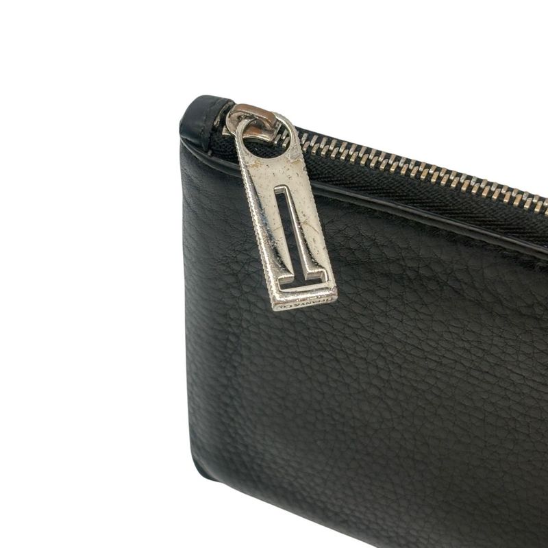 3018 Tiffany & Co Tiffany & Co Zip Wallet L-Shape Black Light Blue Silver