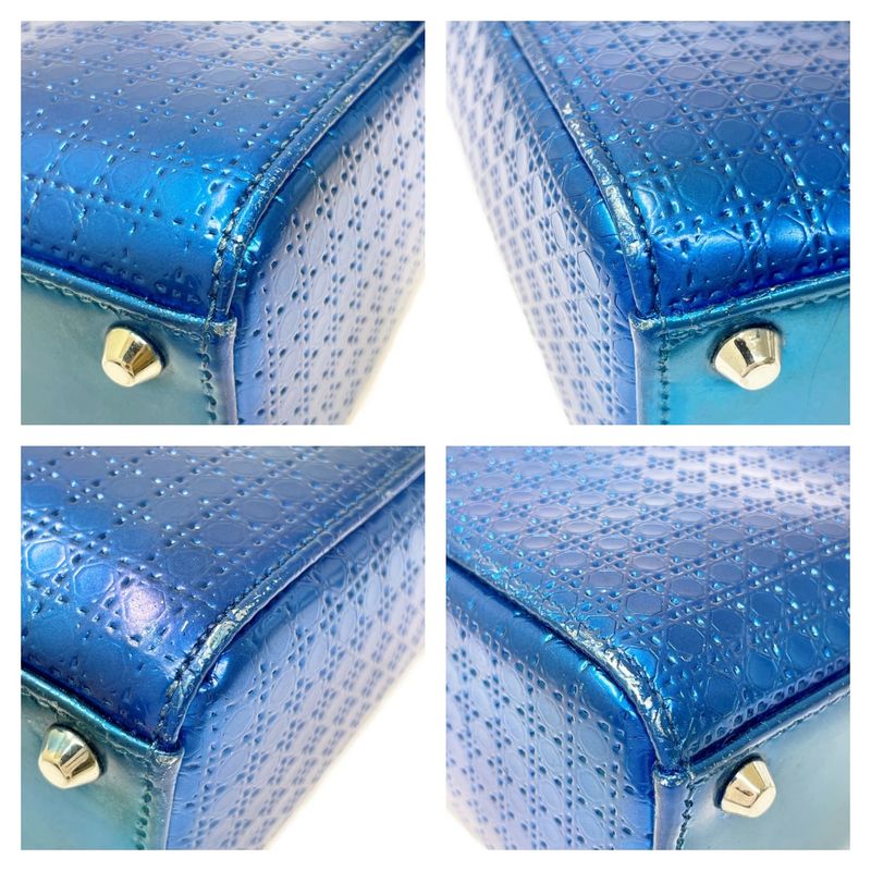 Dior Lady Dior Metallic Shoulder Bag Blue 417064 Shoulder Bag