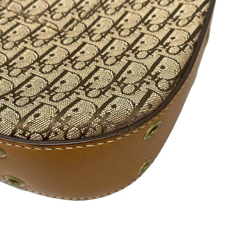 Dior/christian Dior Shoulder Bag Street Chictrotter Beige And Brown Leather
