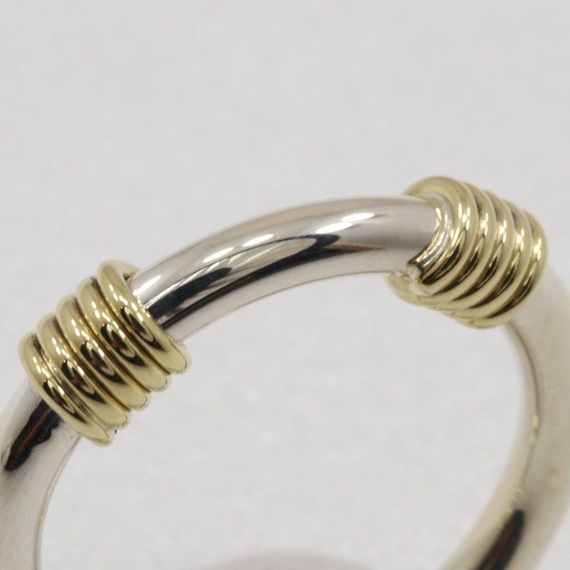 Tiffany & Co Band With 2 Wire Silver 925 X 18K Yellow Gold #9 Ladies 3.9g Ring