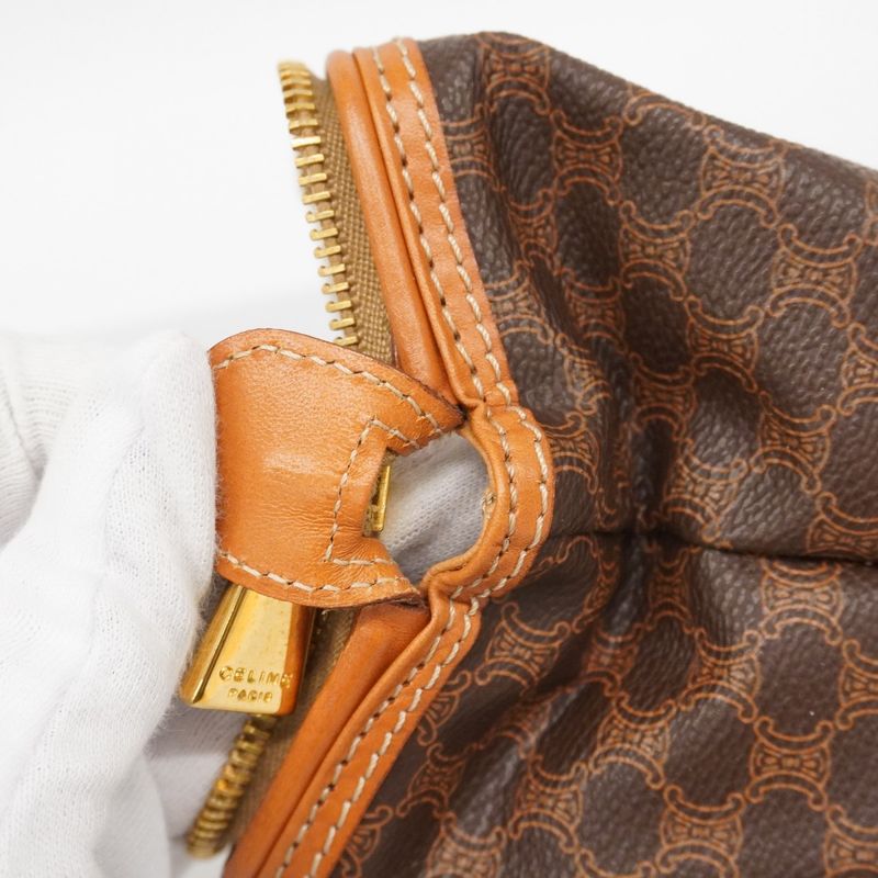 Celine Pouch Macadam PVC Brown Gold Hardware Women