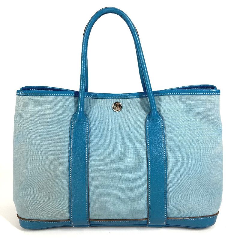 Hermes Tote Garden Party TPM Garden Party TPM Toile Officier/leather Blue