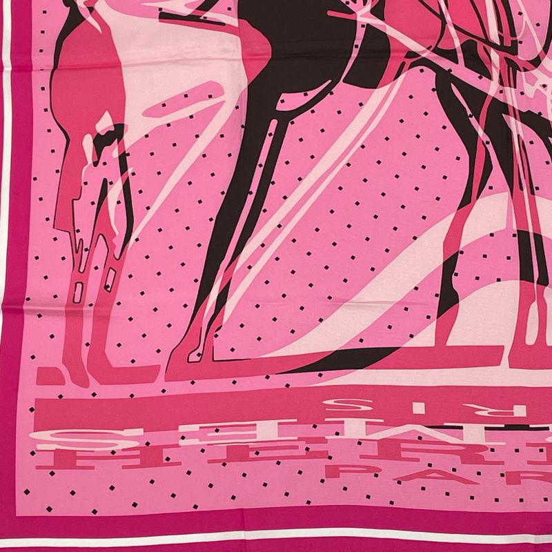 Hermes Carre 90 Caleche Elastique Scarf Silk Pink