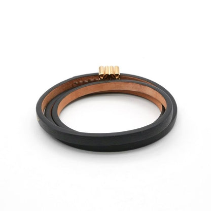 Loewe Bracelet Bangle Cuff Black Gold Anagram Logo Twist Calf Leather
