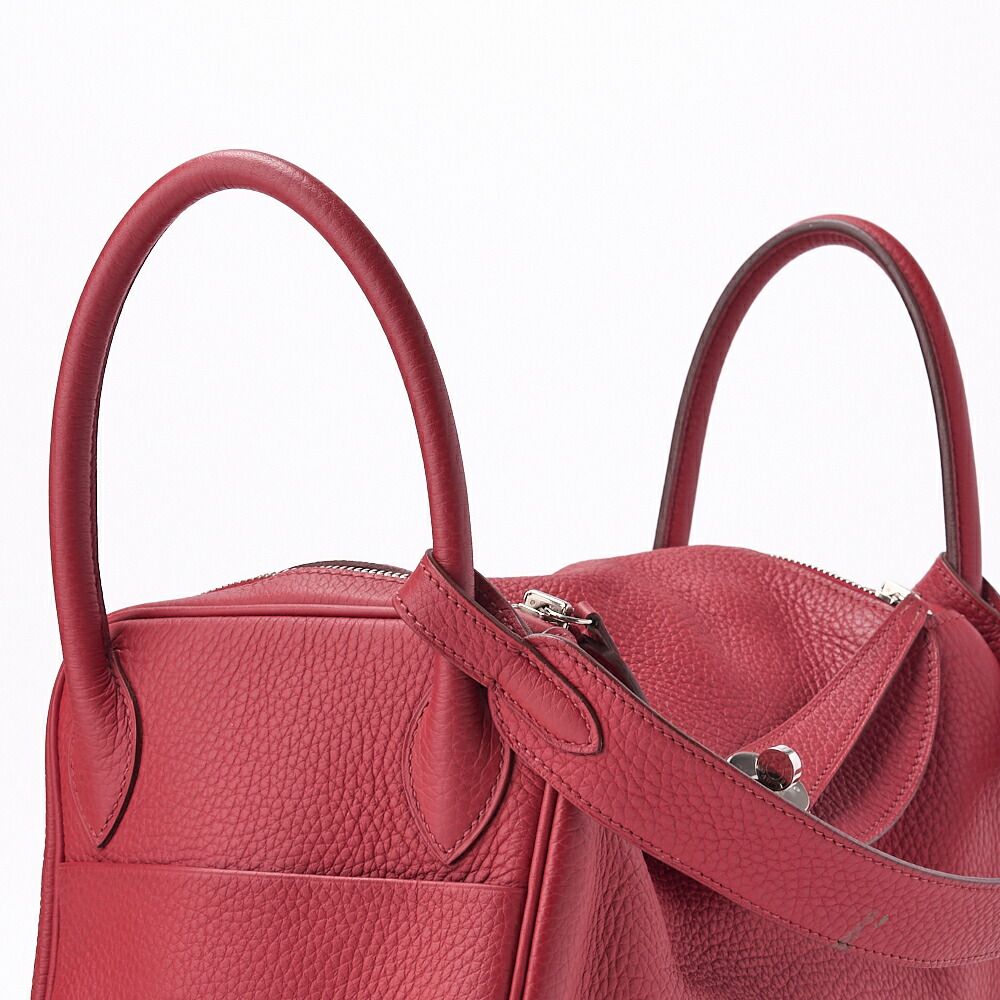 Hermes Lindy 30 2way Shoulder Bag Taurillon Clemence Rouge Casaque (silver